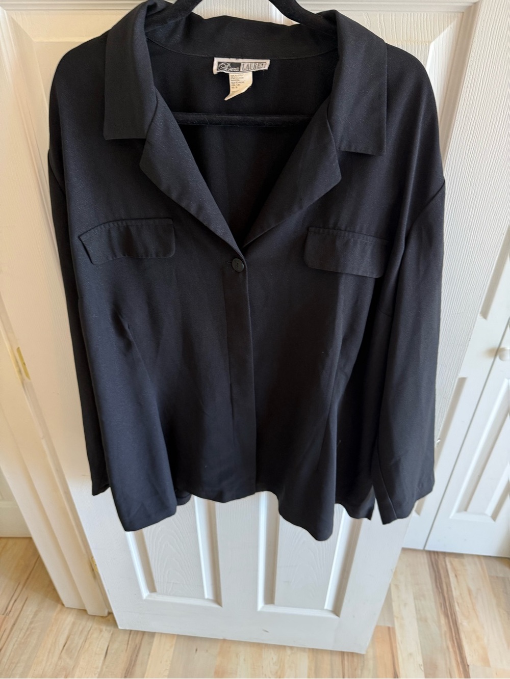 Dena Lauren Classic Black Sparkling Women's Button-Front Jacket